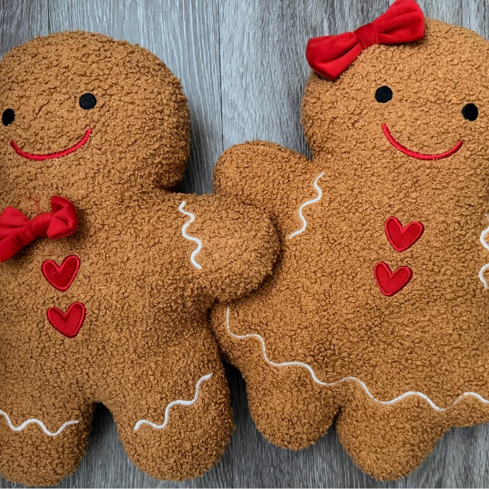 Gingerbread Plush Decor with Red Accents
